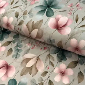 Úplet VISCOSE LYCRA HEAVY Classic flowers design C
