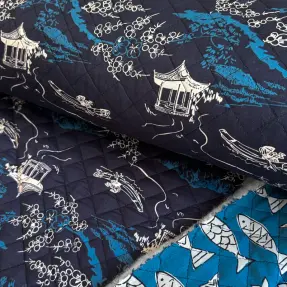 Bavlnená látka QUILT DOUBLE SIDED Square design B